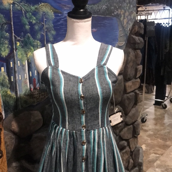 NWT Roxy Striped Sundress Button Up Front Closure - Picture 2 of 3